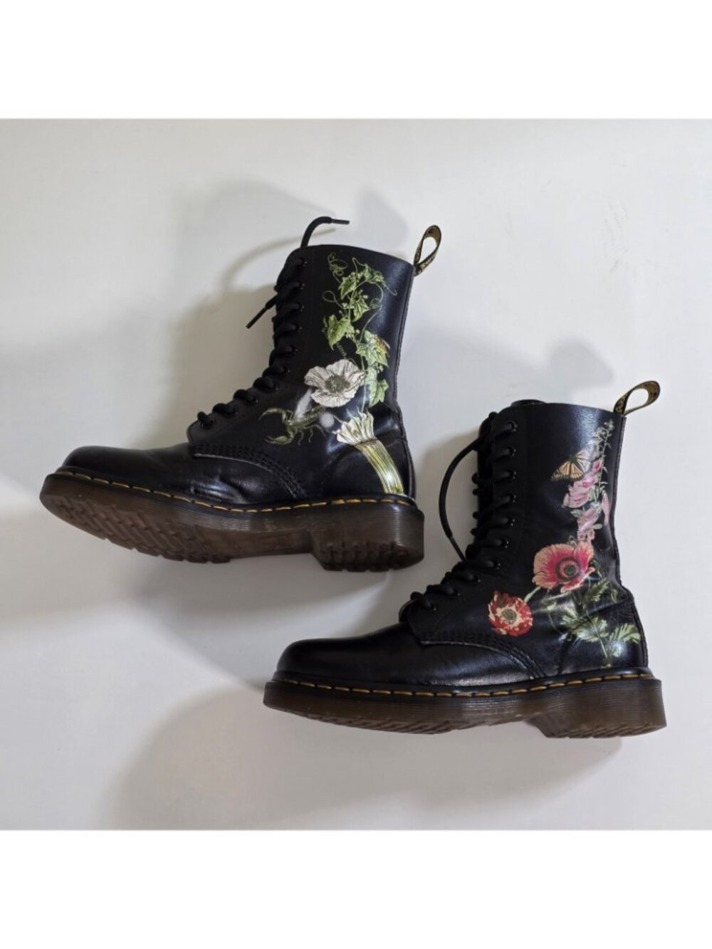 Dr. Martens 1490 Wild Botanics Combat Boots US 6 / UK 4 Black Floral Whimsygoth - Picture 6 of 16